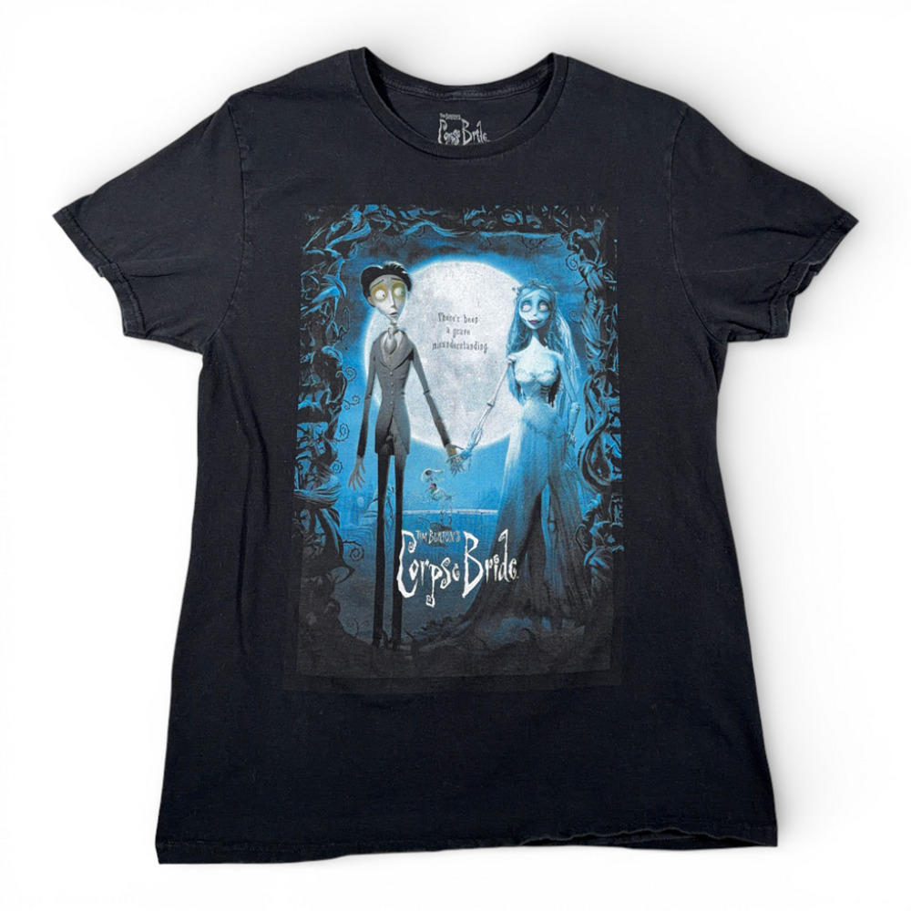 Corpse Bride Shirt Womens MEDIUM Black Tim Burton Gothic Emily Victor Movie